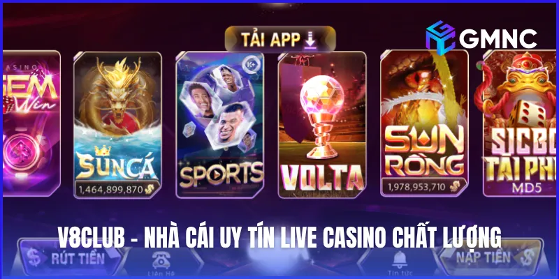 V8Club – Nhà cái uy tín Live Casino chất lượng hình ảnh full HD